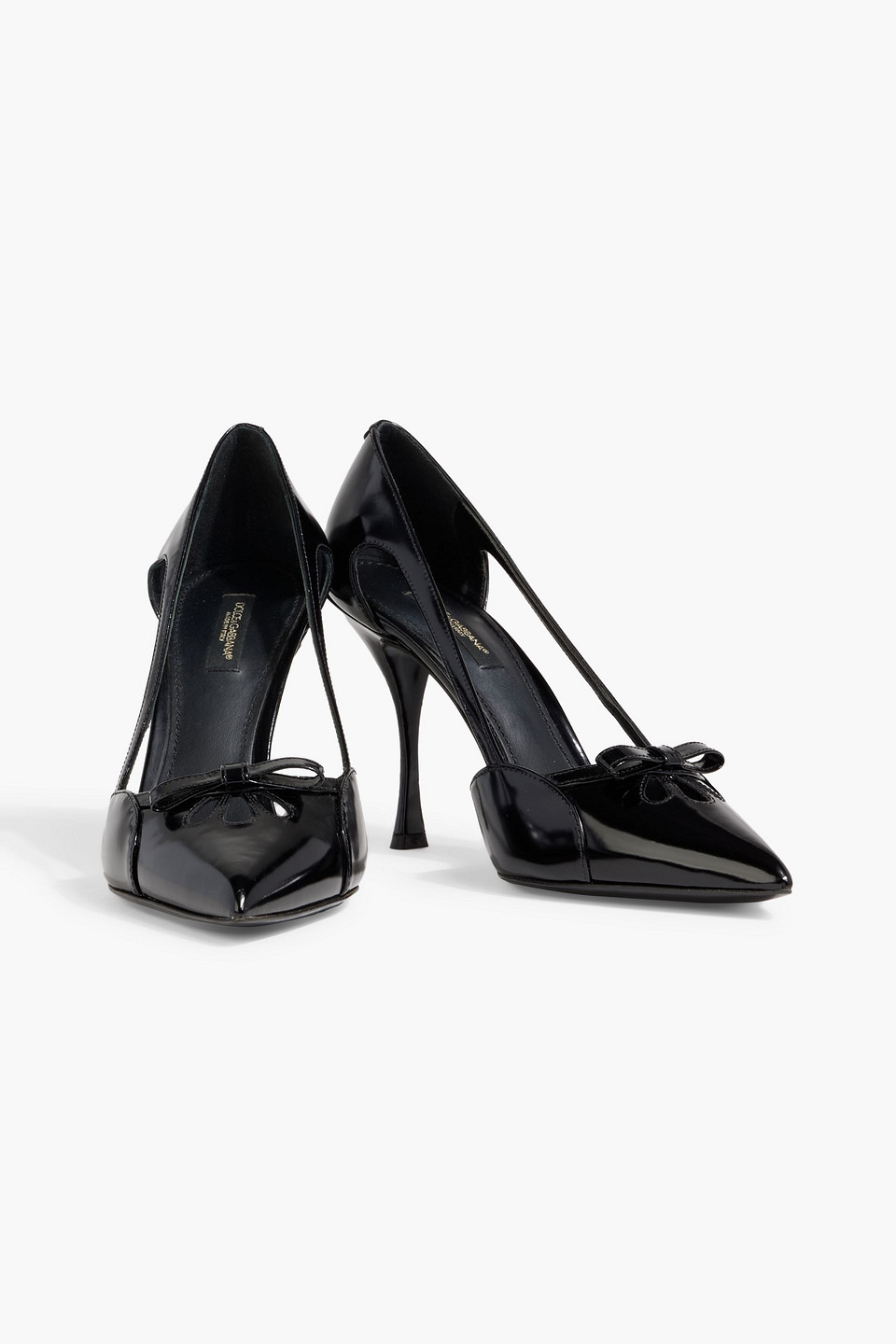 Dolce & Gabbana Bow-detailed Cutout Leather Pumps In Black
