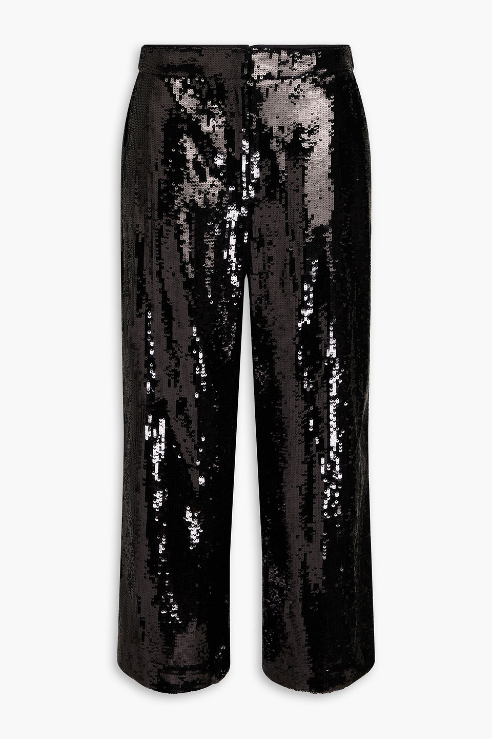 Theory Sequined Crepe Straight-leg Pants In Black