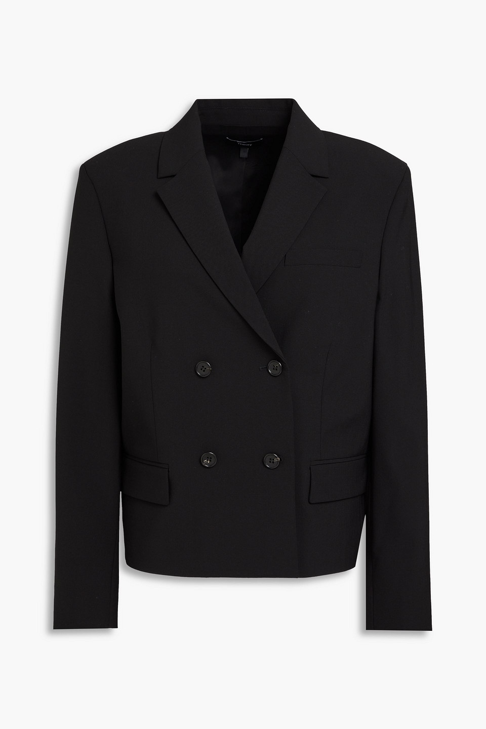 Theory Double-breasted Wool-blend Blazer In Black