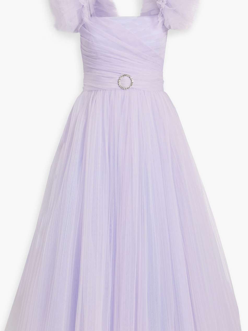 ruffled tulle midi dress