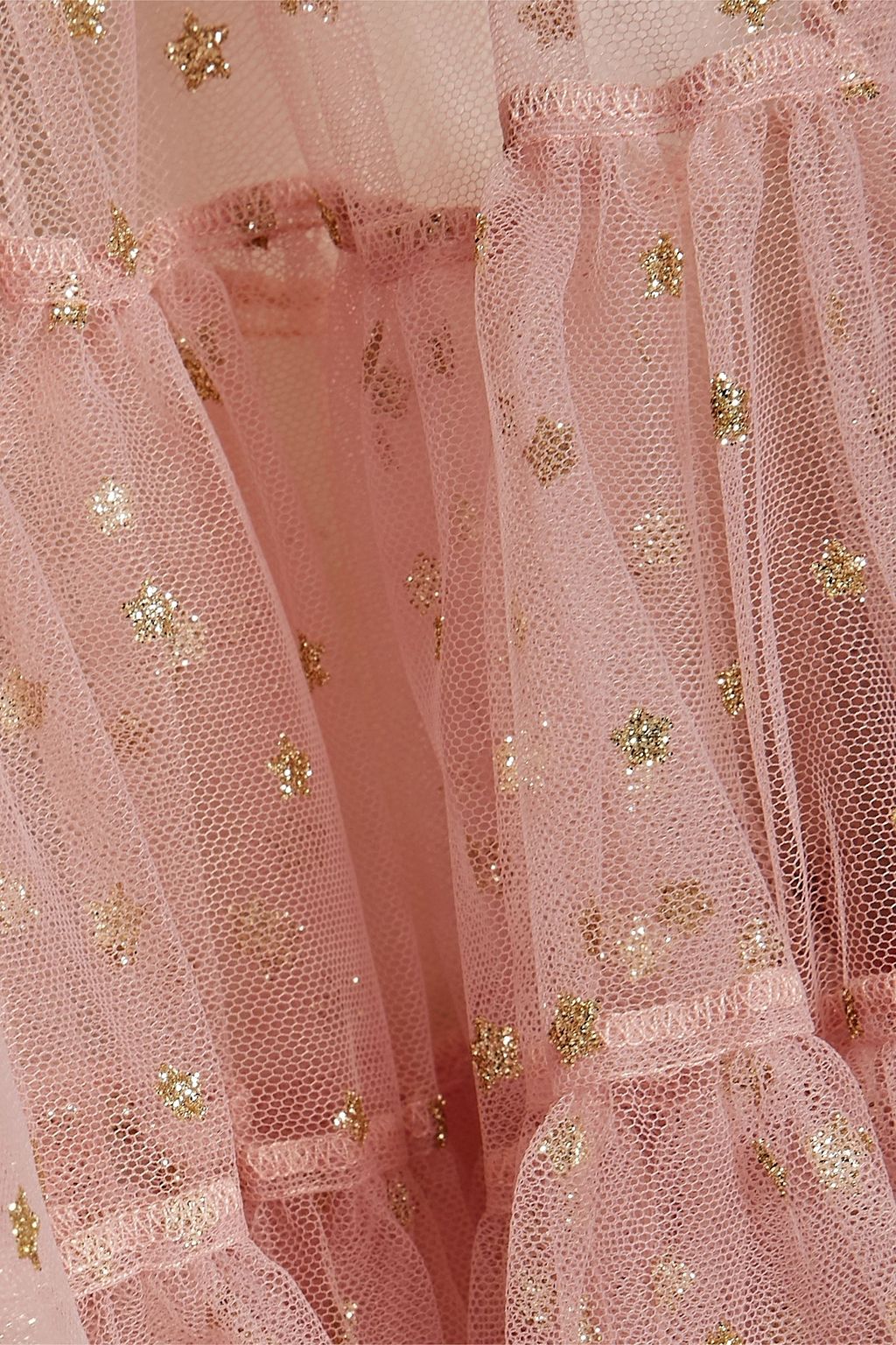 REDVALENTINO Pussy-bow tiered glittered tulle mini dress