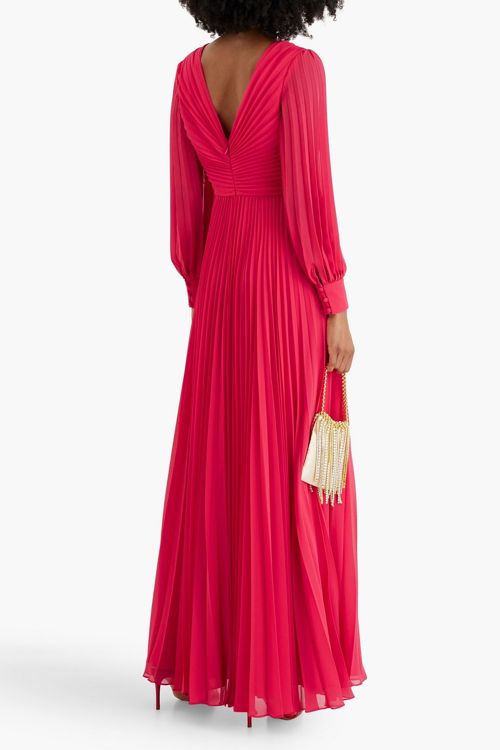 BADGLEY MISCHKA فستان سهرة من الشيفون بتجعيدات رفيعة