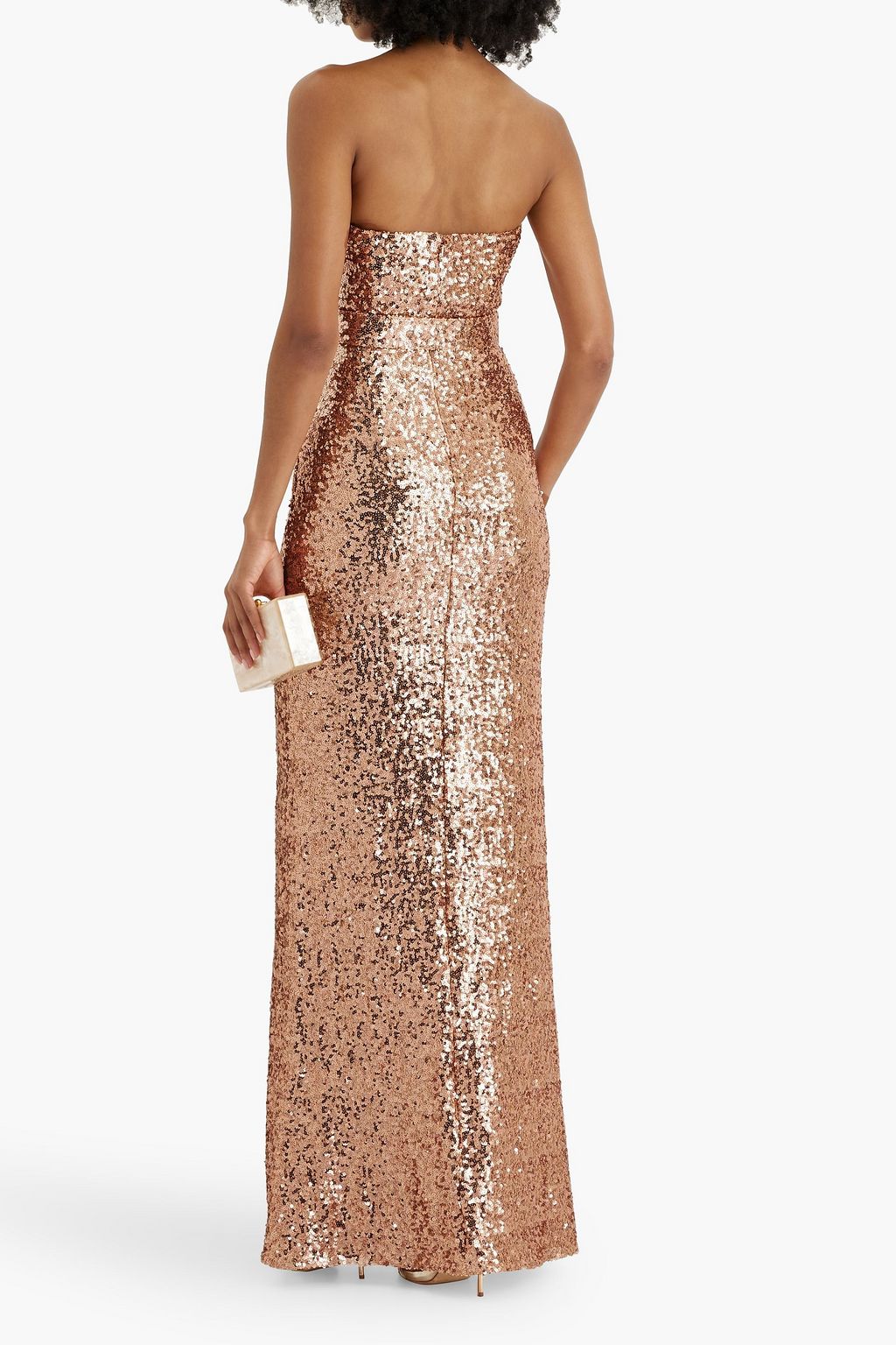 BADGLEY MISCHKA فستان سهرة من دون سوار من التول المرصّع بالترتر