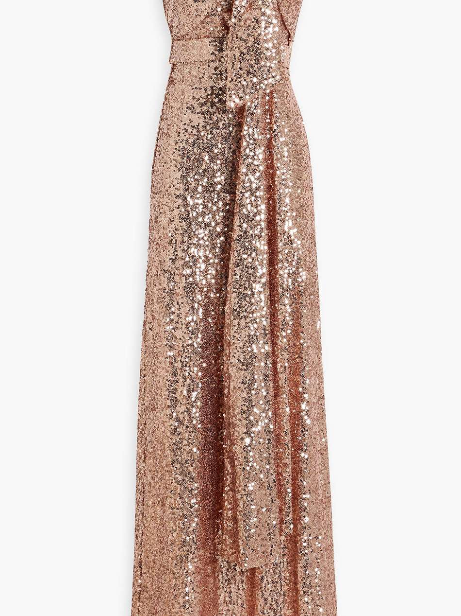 strapless sequined tulle gown
