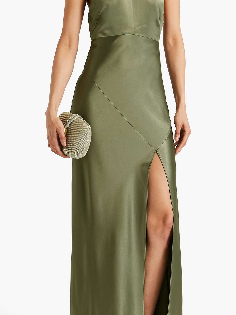 edyth open-back satin halterneck gown