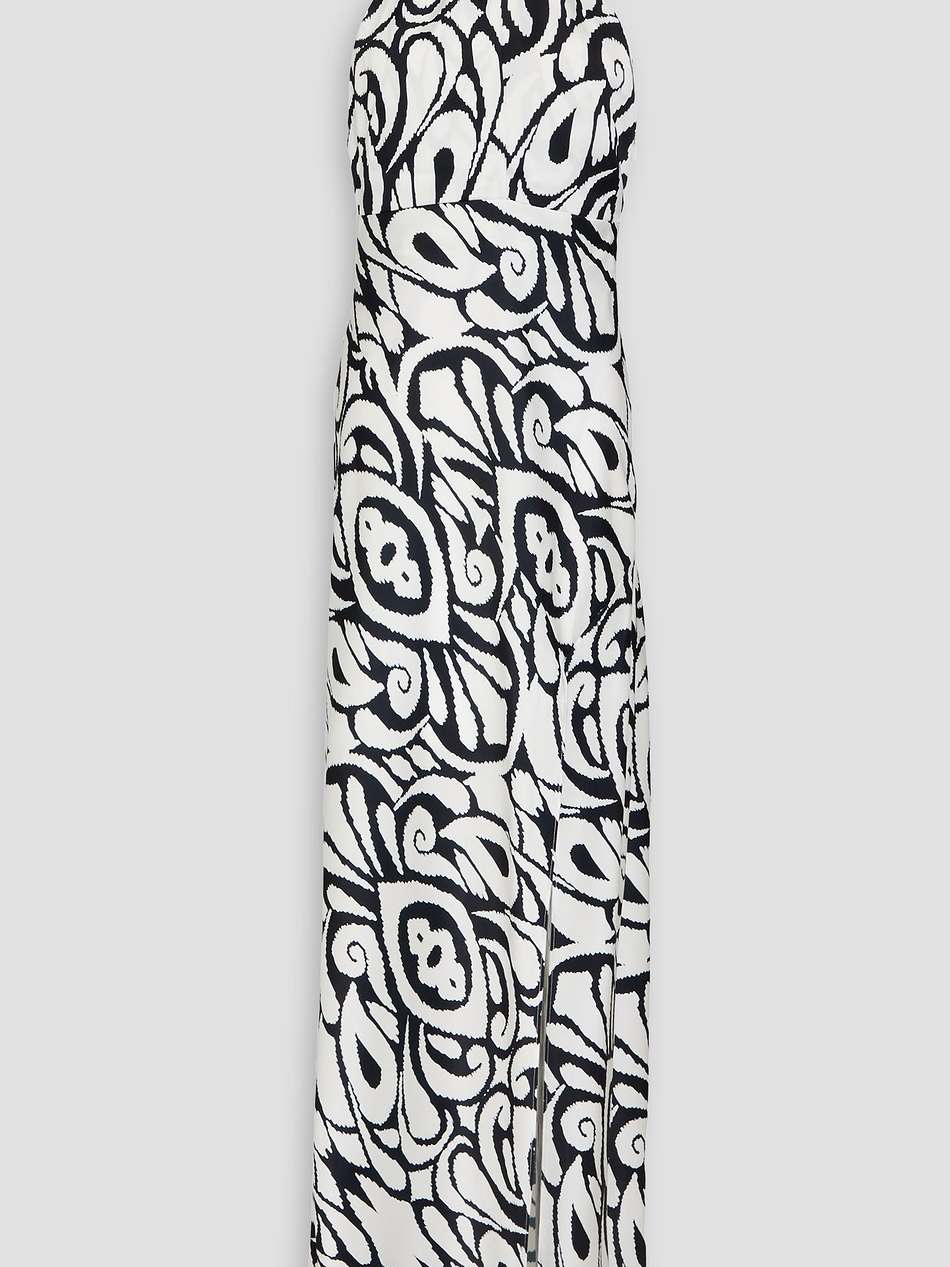 edyth open-back printed satin halterneck gown