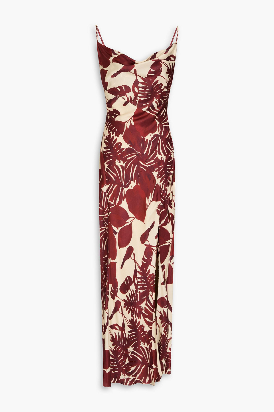 Nicholas Ariel Draped Printed Satin Gown In Ziegelrot