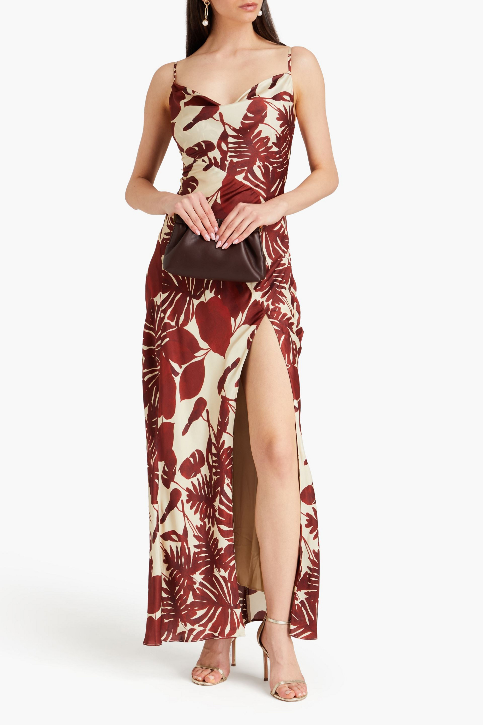 NICHOLAS Draped printed satin gown