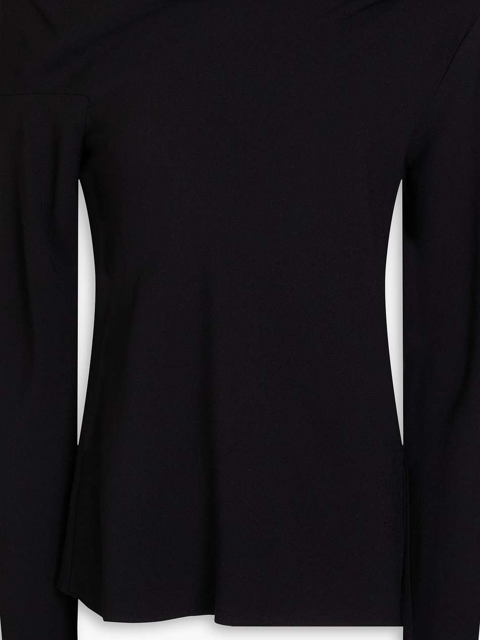 one-shoulder draped crepe top