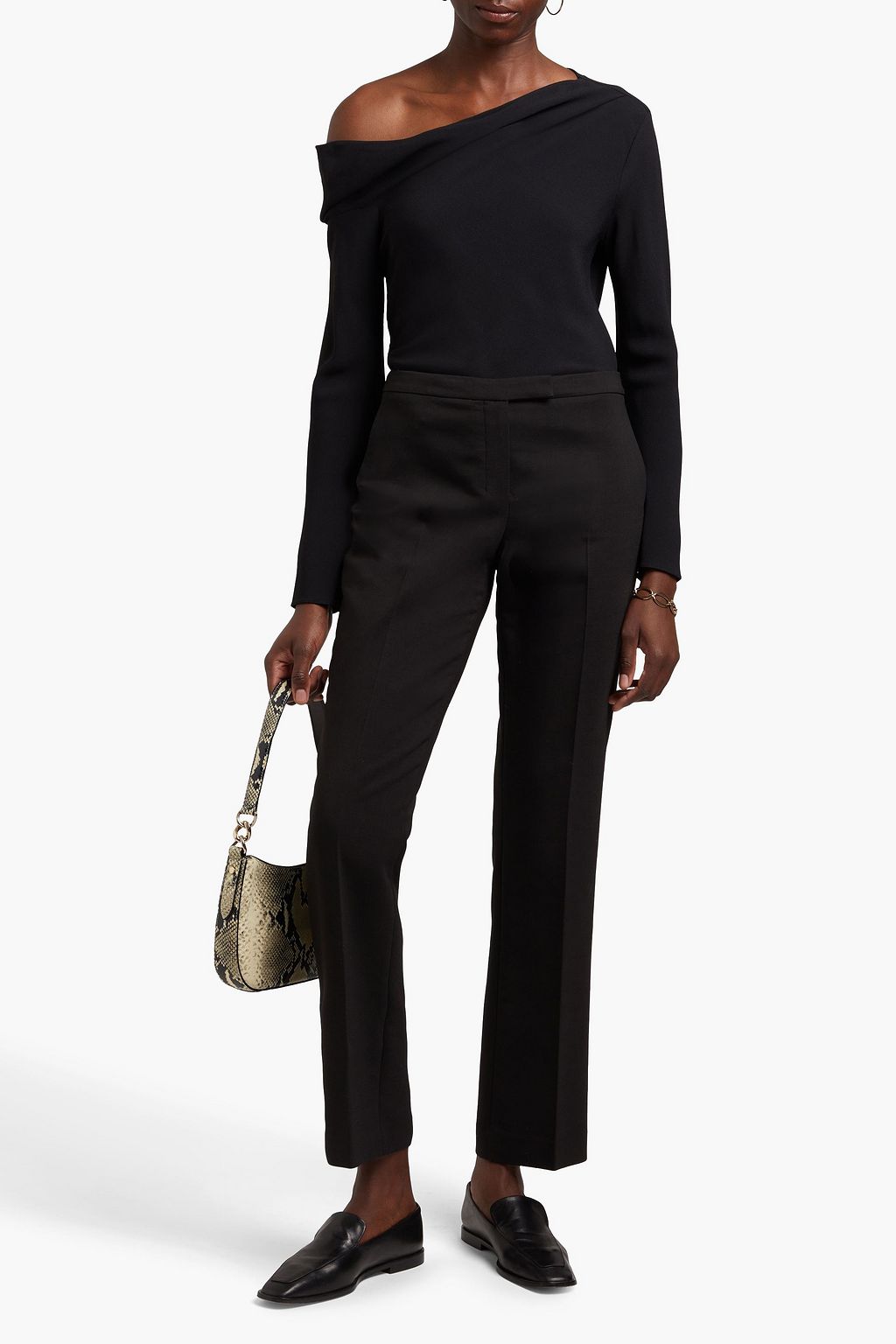 THEORY One-shoulder draped crepe top