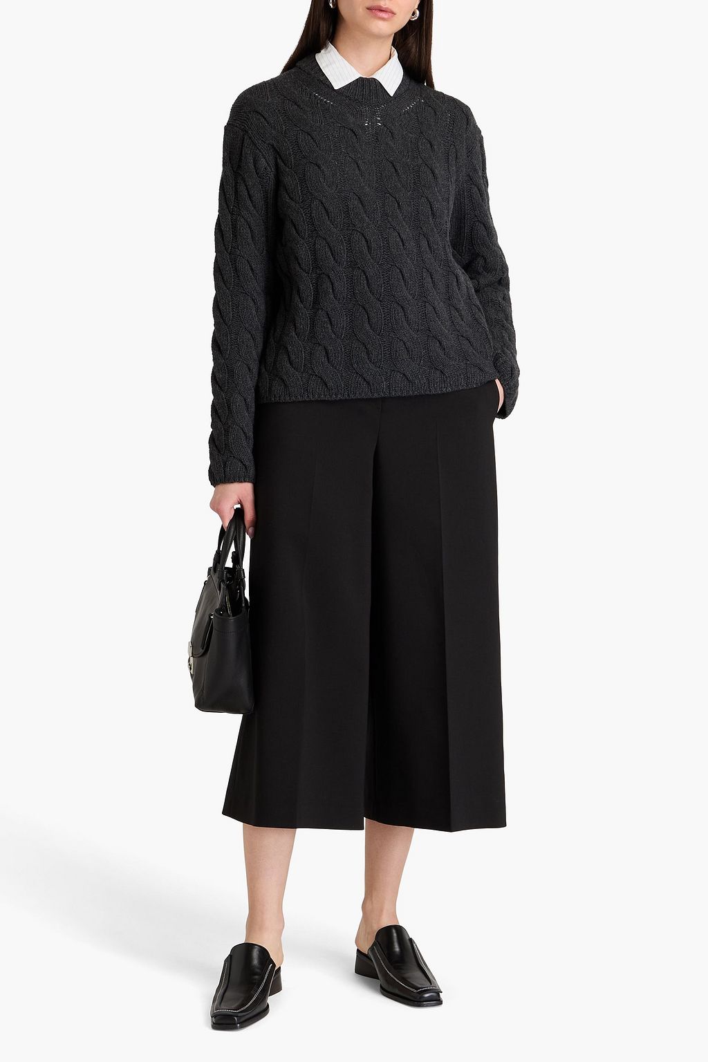 THEORY Pullover aus einer Woll-Kaschmirmischung mit Zopfstrickmuster