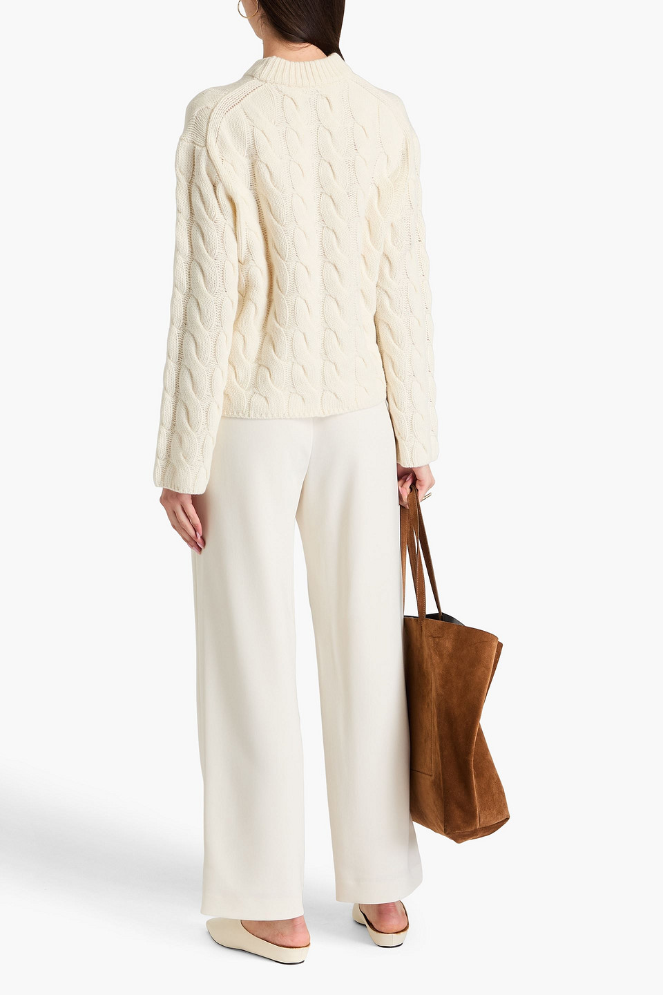 Theory Cable-knit Wool And Cashmere-blend Sweater In Ivory
