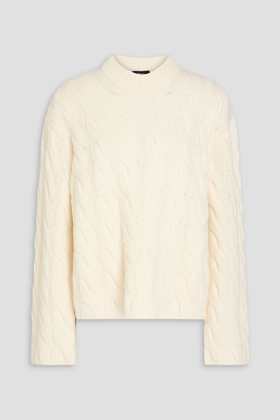 Theory Cable-knit Wool And Cashmere-blend Sweater In Ivory