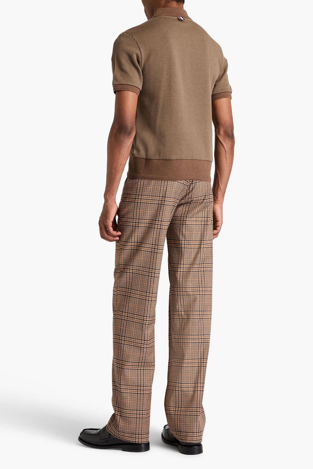 THOM BROWNE Ribbed cotton polo shirt