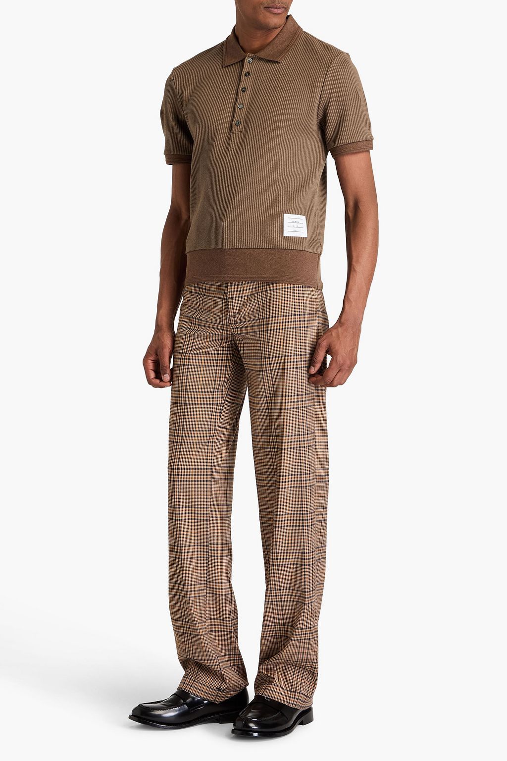 THOM BROWNE Ribbed cotton polo shirt