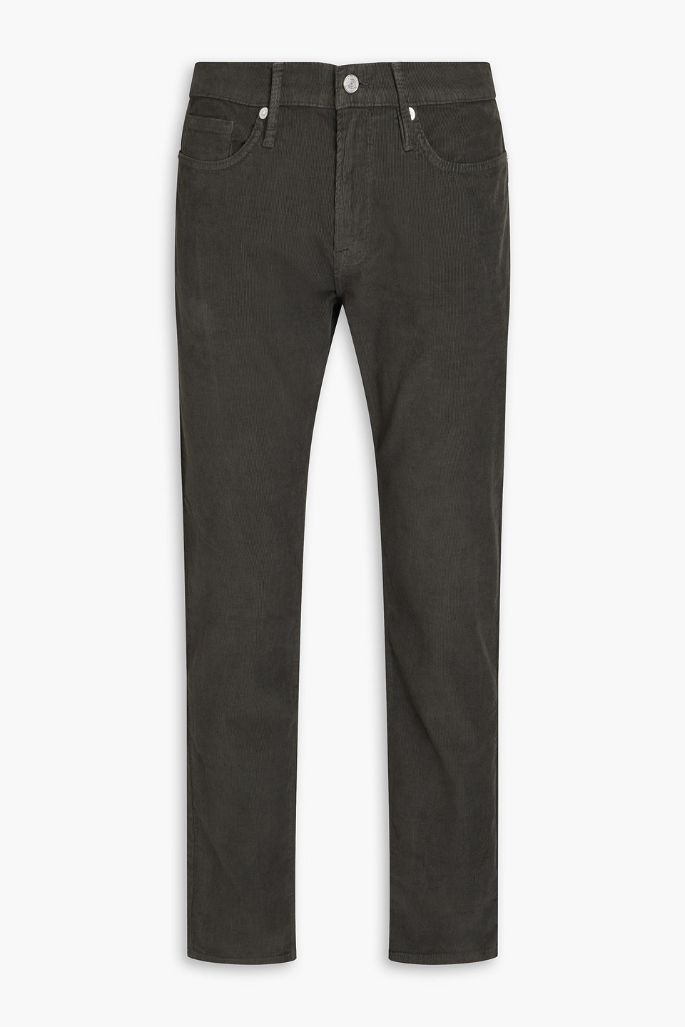 Frame L'homme Slim-fit Cotton-blend Corduroy Trousers In Grey Green
