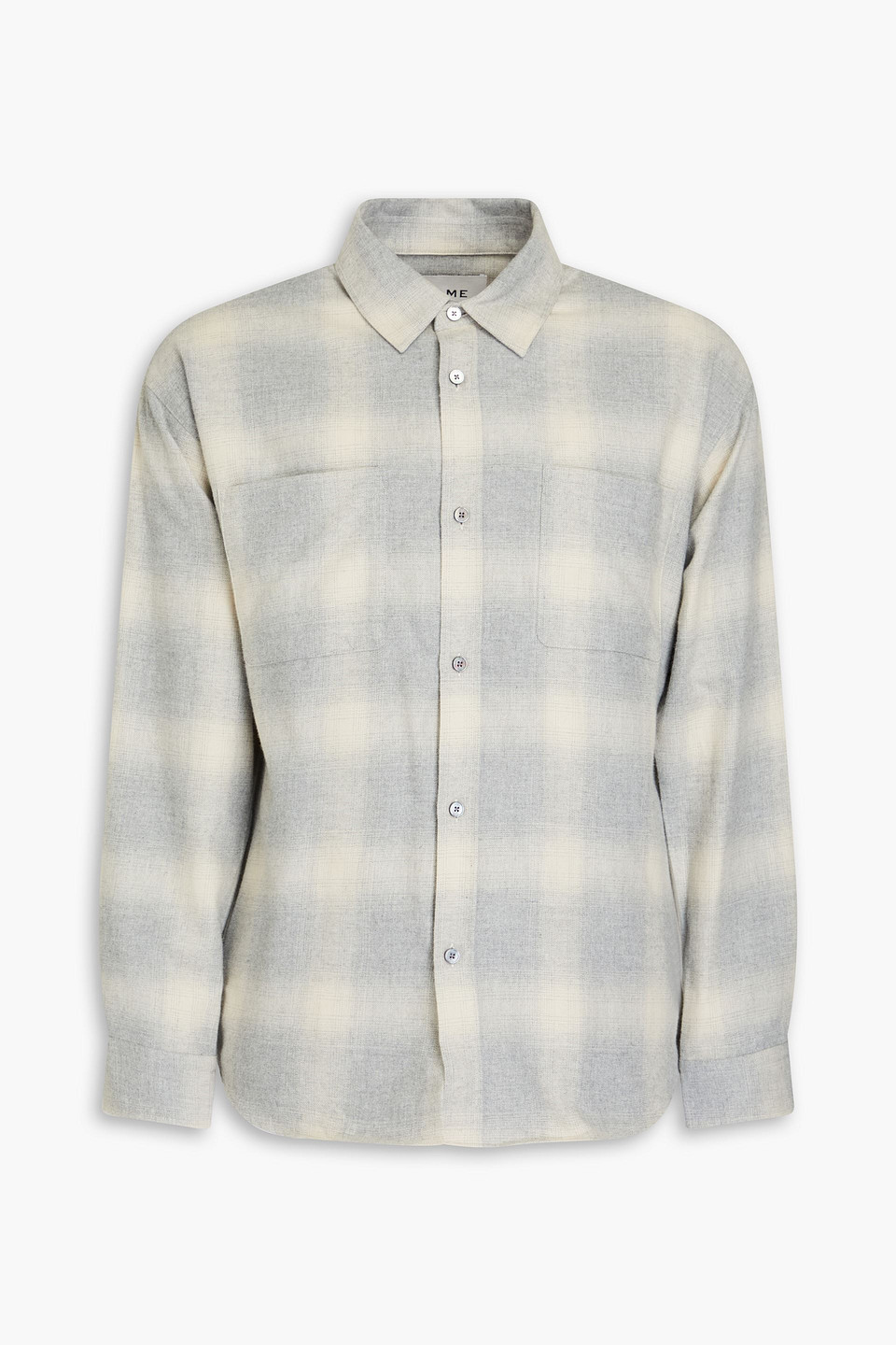 Frame Checked Cotton-flannel Shirt In Grey