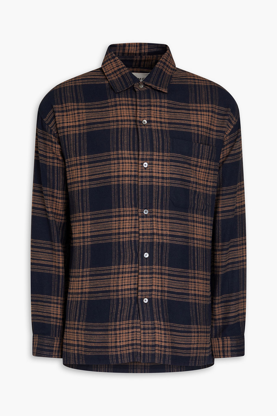 Frame Checked Cotton-flannel Shirt In Midnight Blue