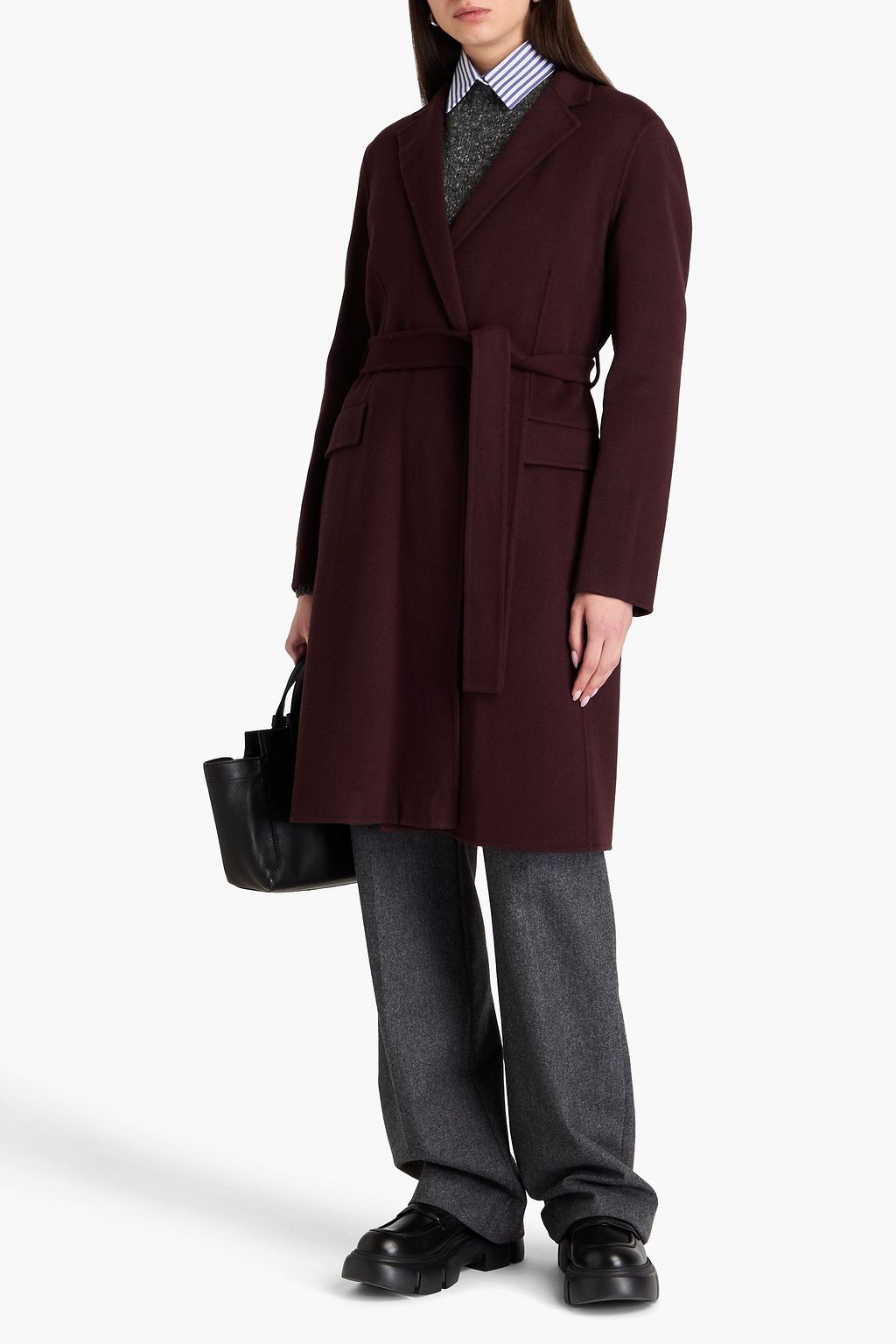 THEORY Belted wool and cashmere-blend felt coat