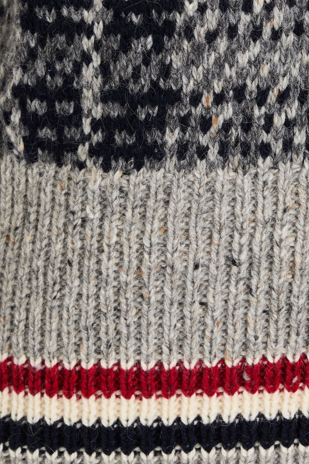 THOM BROWNE Pullover mit schmaler Passform aus Jacquard-Strick aus einer Woll-Mohairmischung