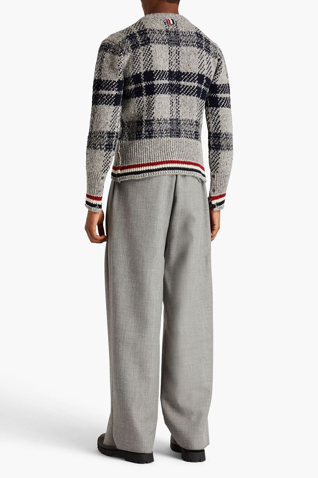 THOM BROWNE Pullover mit schmaler Passform aus Jacquard-Strick aus einer Woll-Mohairmischung