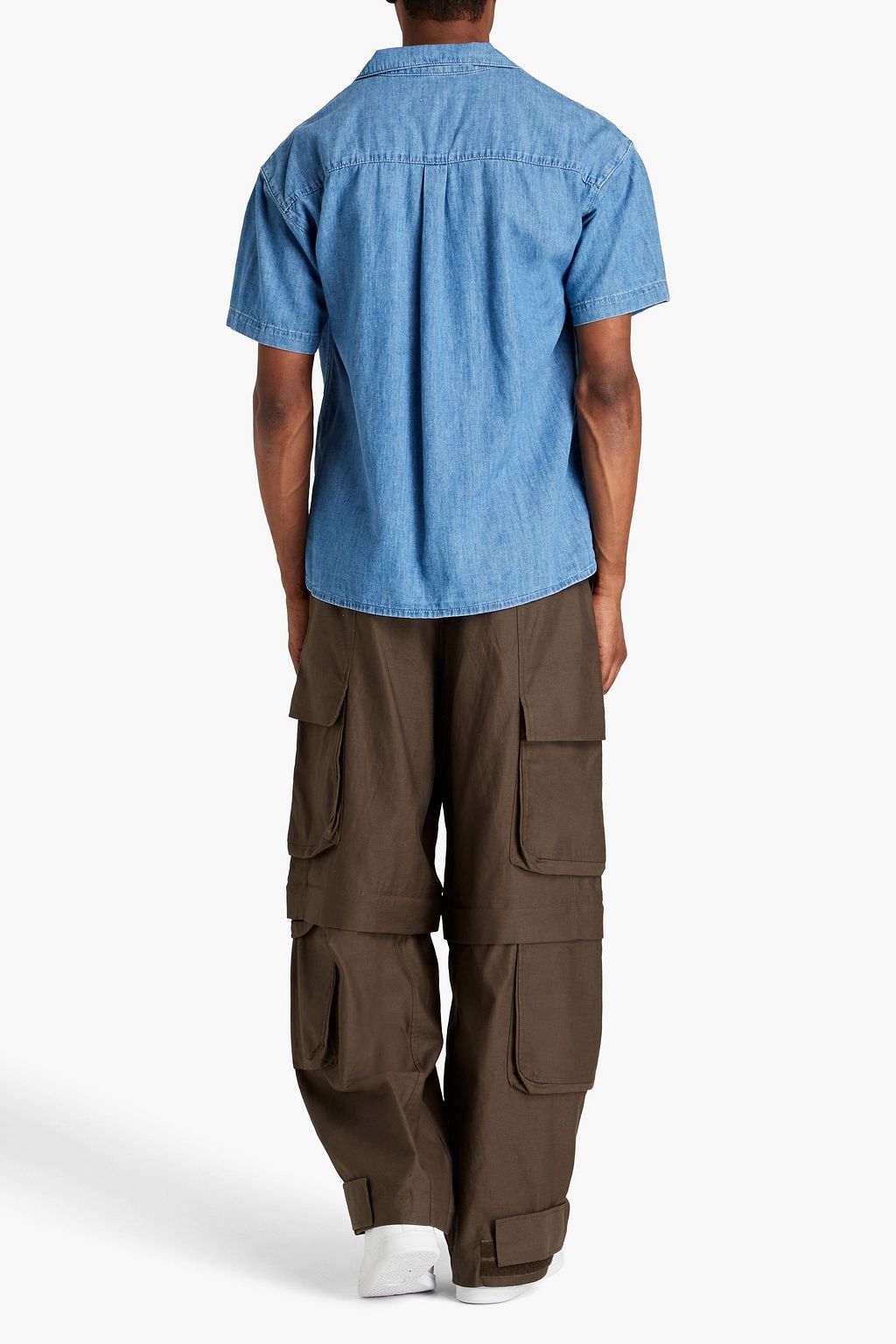 FRAME Cotton and linen-blend chambray shirt