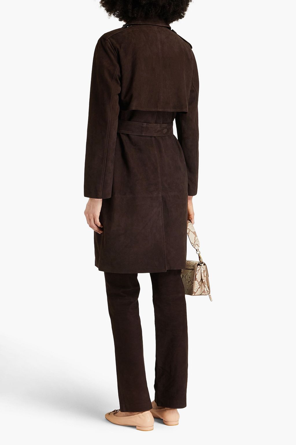 THEORY Belted suede trench coat