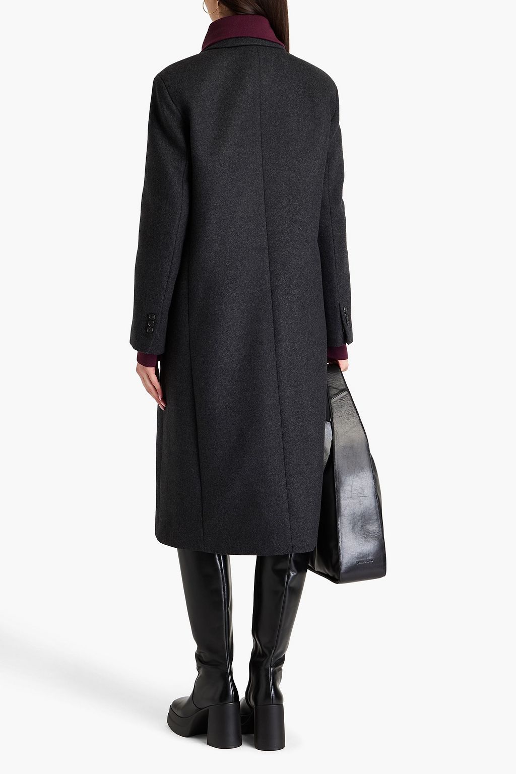 THEORY Double-breasted brushed wool-blend felt coat
