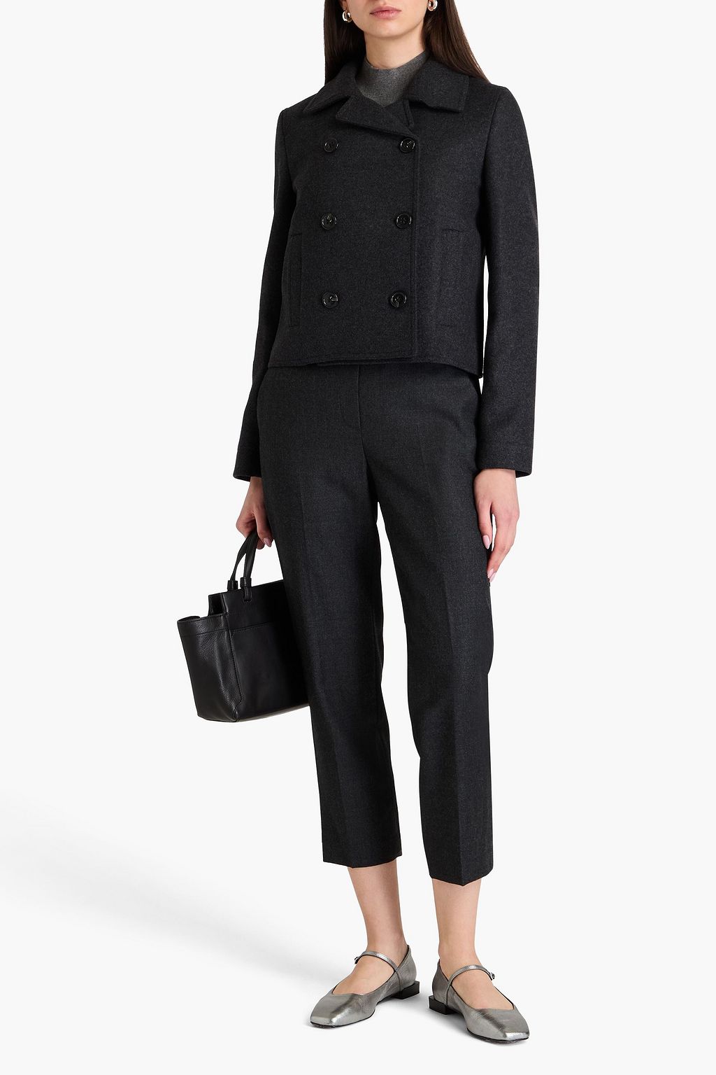 THEORY Double-breasted wool-blend felt coat
