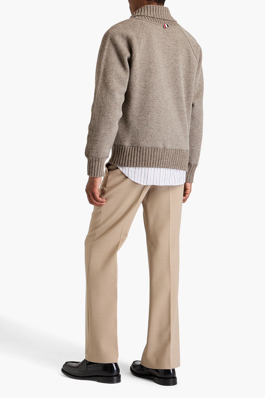 THOM BROWNE كارديغان من مزيج الألبكة والصوف وبسحاب
