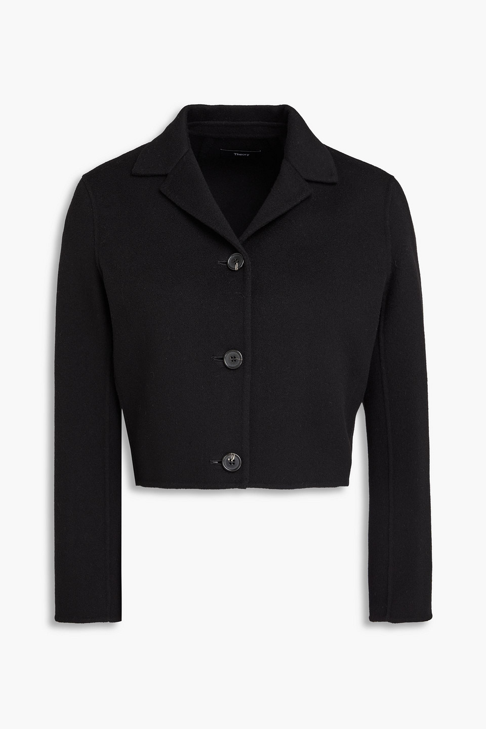 Theory Cropped Wool And Cashmere-blend Felt Jacket In Black
