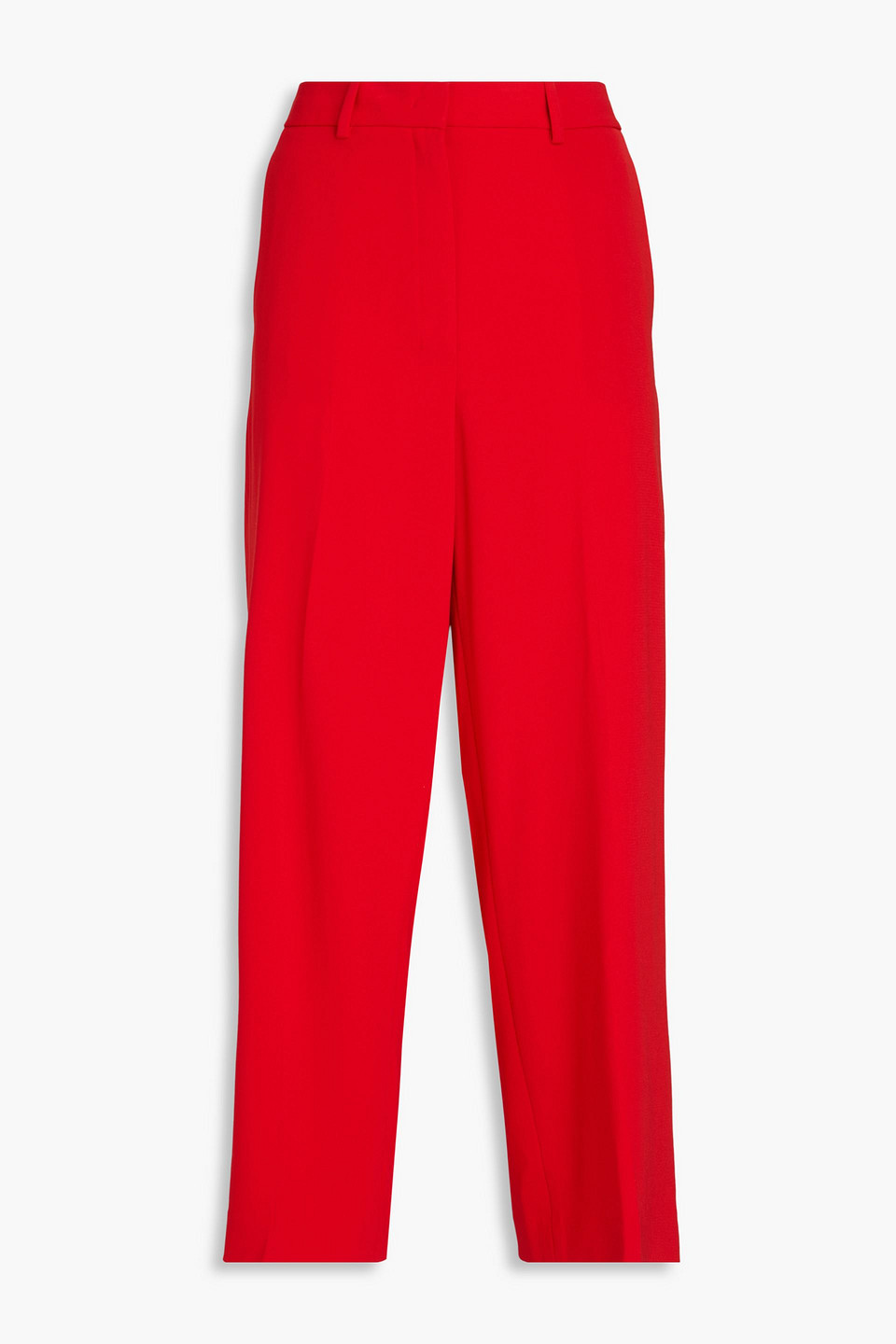 Theory Cropped Crepe Straight-leg Pants In Red