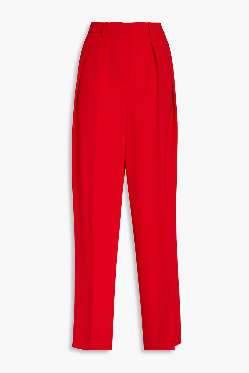 Shop Theory Pleated Crepe Wide-leg Pants In Red
