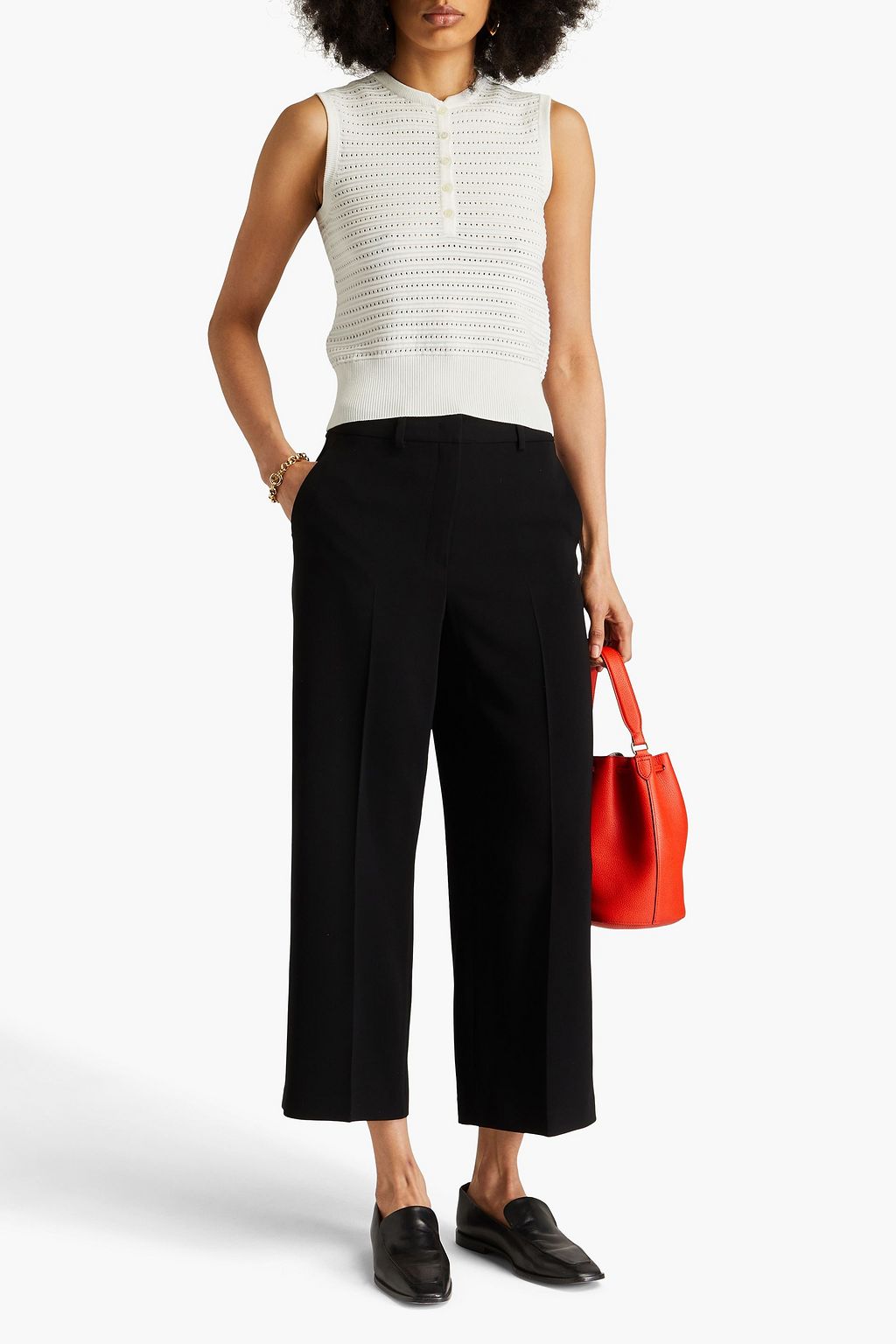 THEORY Cropped crepe straight-leg pants