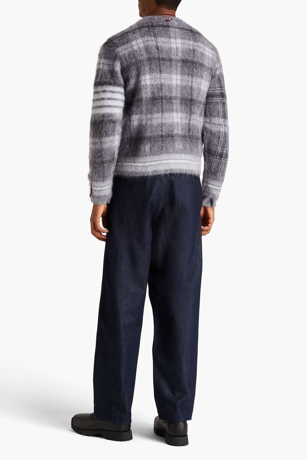 THOM BROWNE كنزة رياضية من مزيج الموهير بحبكة جاكار