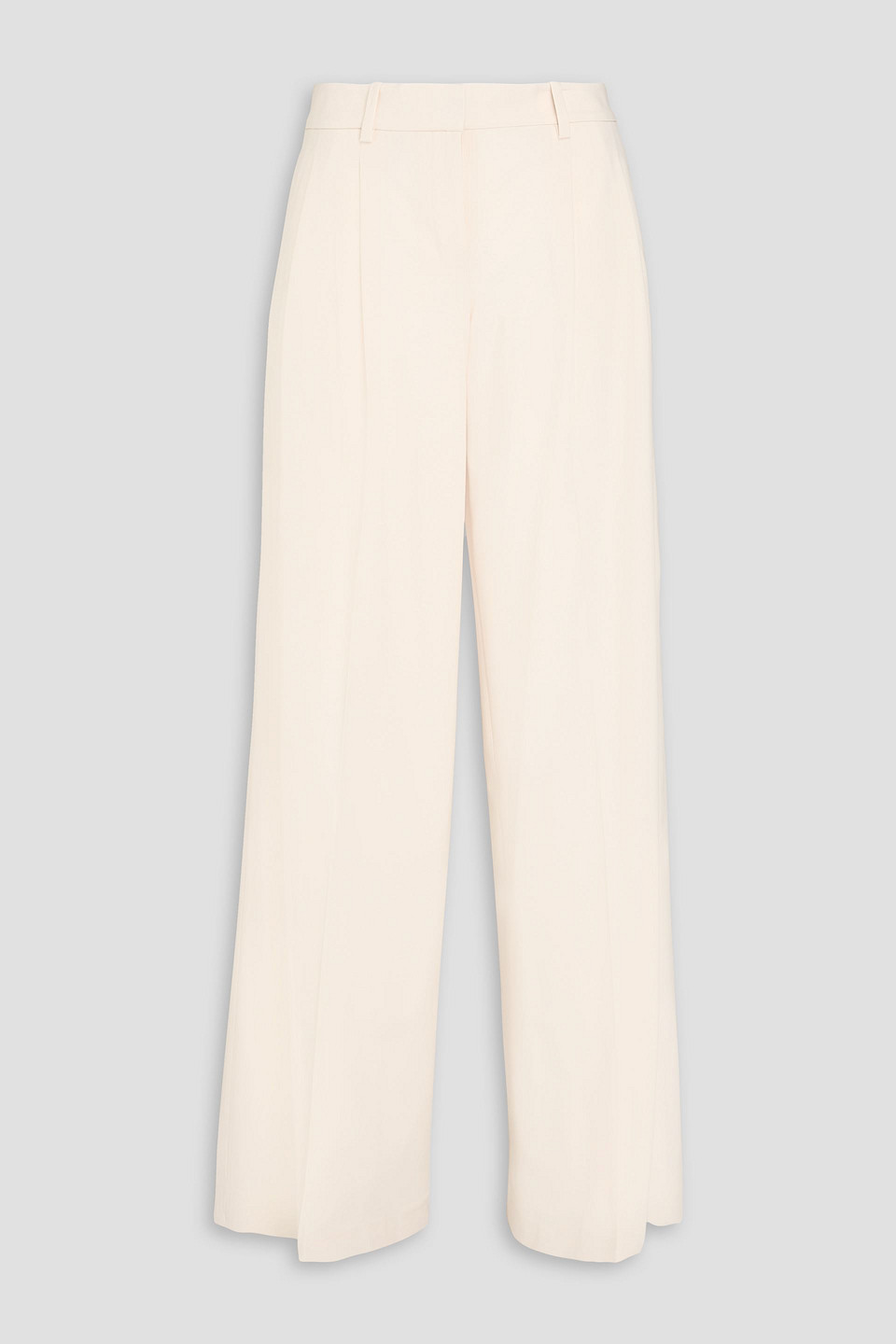 Theory Pleated Wool-blend Wide-leg Trousers In Ivory
