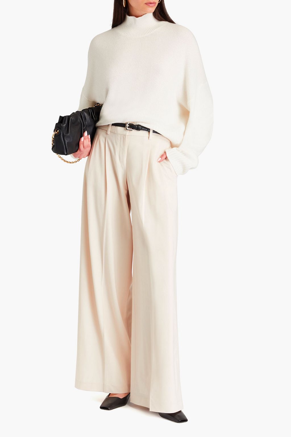 THEORY Pleated wool-blend wide-leg pants