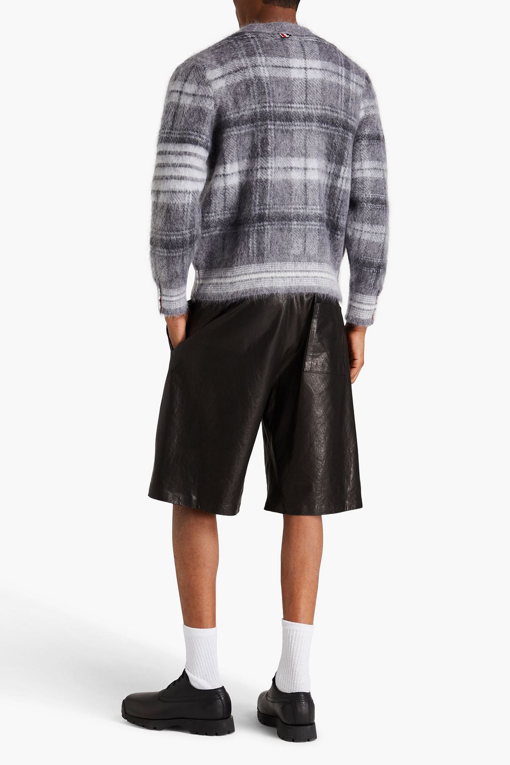 THOM BROWNE كارديغان من مزيج الموهير بحبكة جاكار