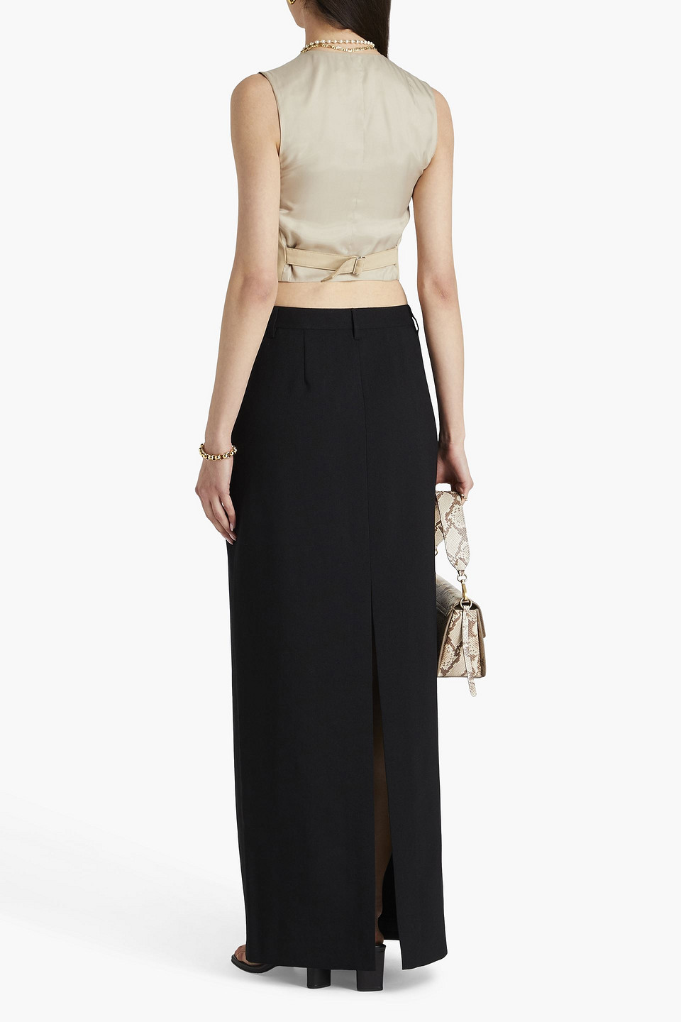 Theory High-waisted Virgin Wool Maxi Skirt In Black