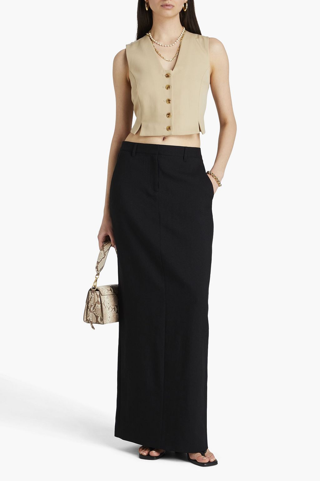 Wool-canvas maxi skirt - black - US 00 Wool-canvas maxi skirt - black - US 00