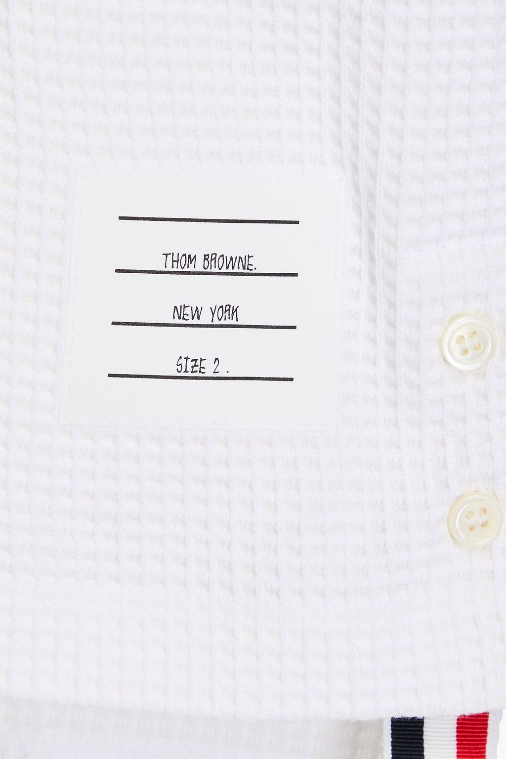 THOM BROWNE قميص من قطن ونسيج محبوك بنمط وافل