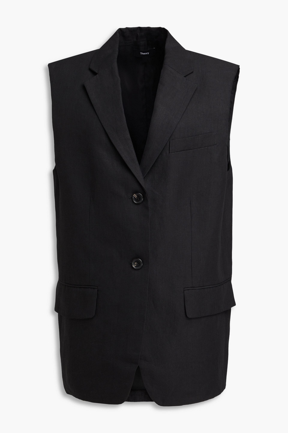 Theory Linen Vest In Black