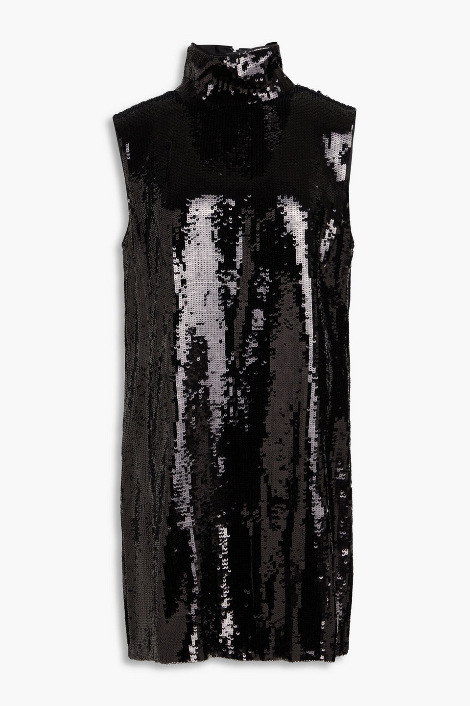 Theory Sequined Crepe Mini Dress In Black