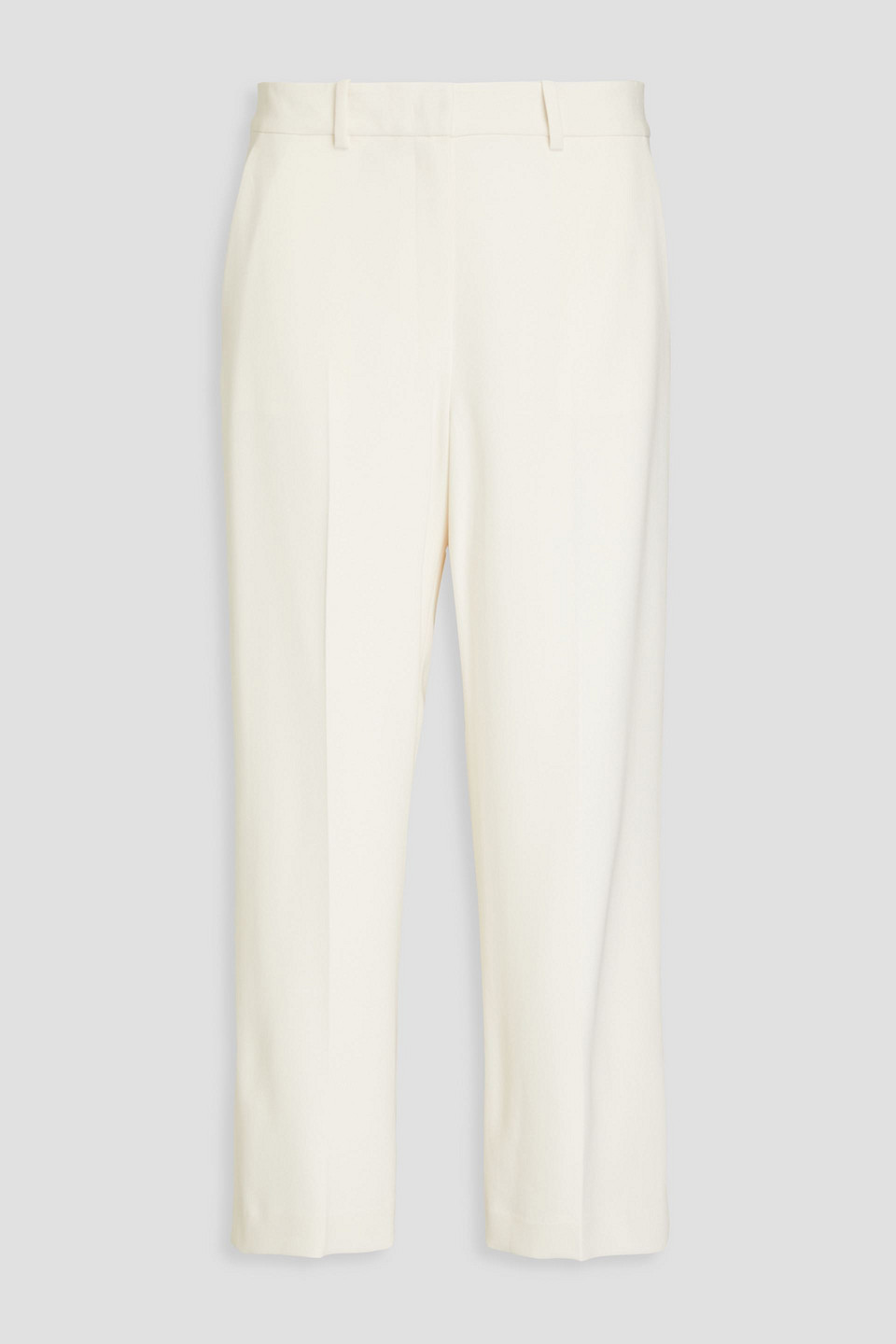 Theory Cropped Crepe Straight-leg Pants In Ecru