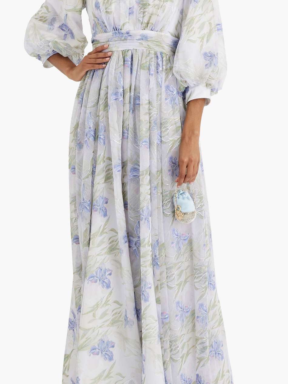 embellished floral-print tulle maxi dress