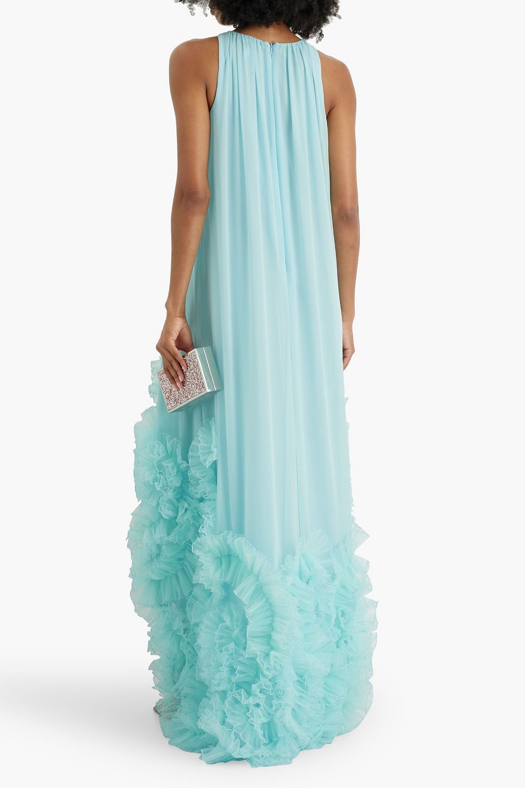 BADGLEY MISCHKA Ruffled chiffon gown