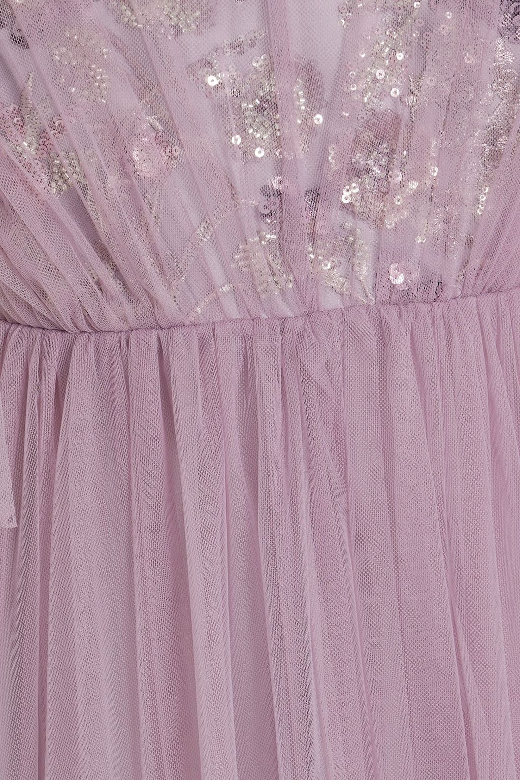 BADGLEY MISCHKA فستان سهرة من التول بتصميم مزركش