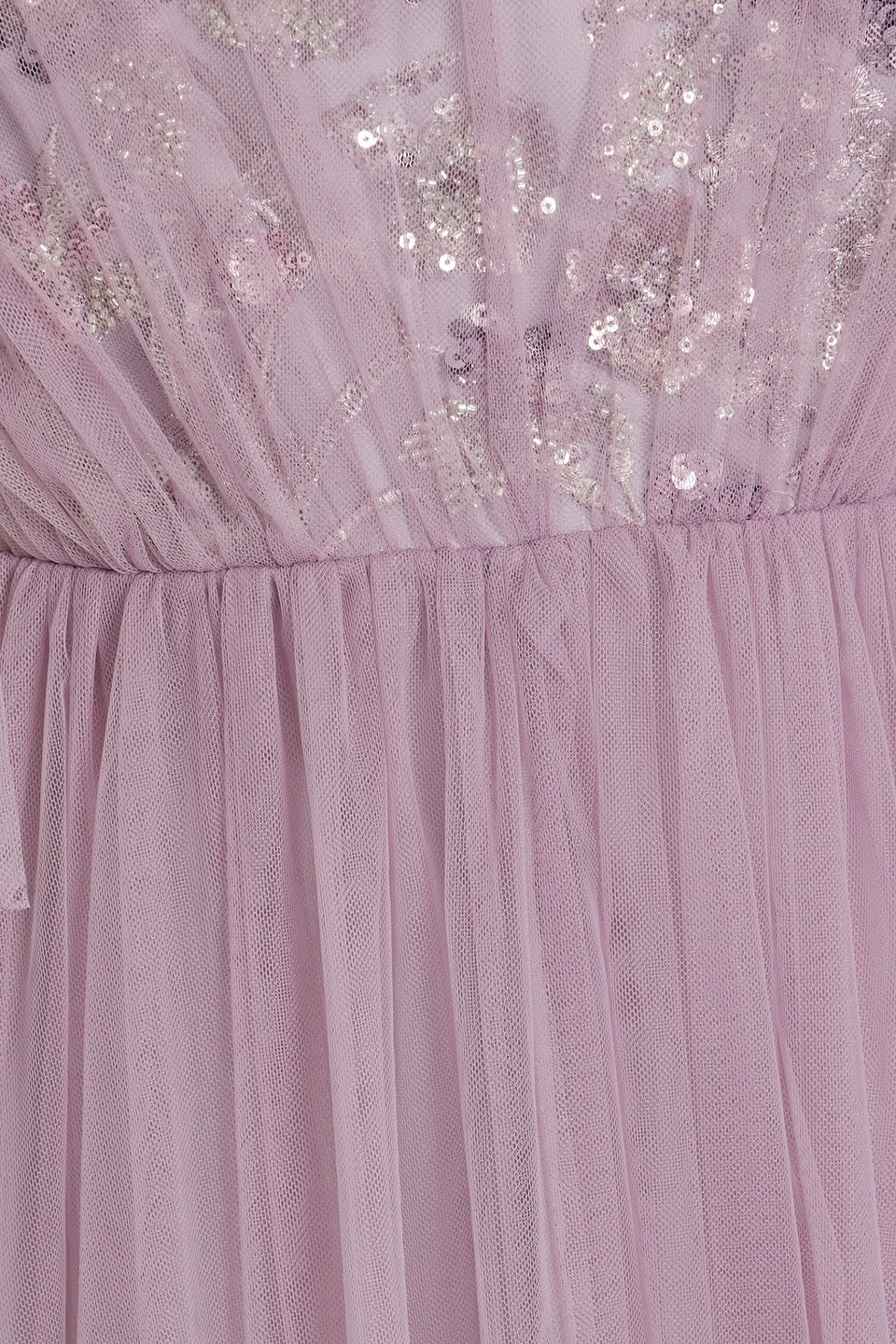 Badgley Mischka Floral-appliqué Tulle Gown In Lilac