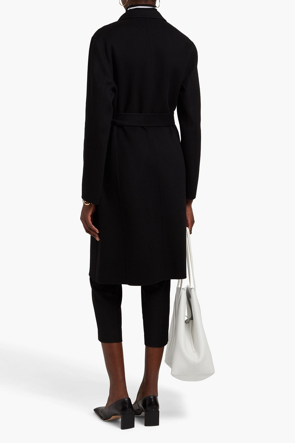 Theory Belted Wool And Cashmere-blend Felt Coat In Black