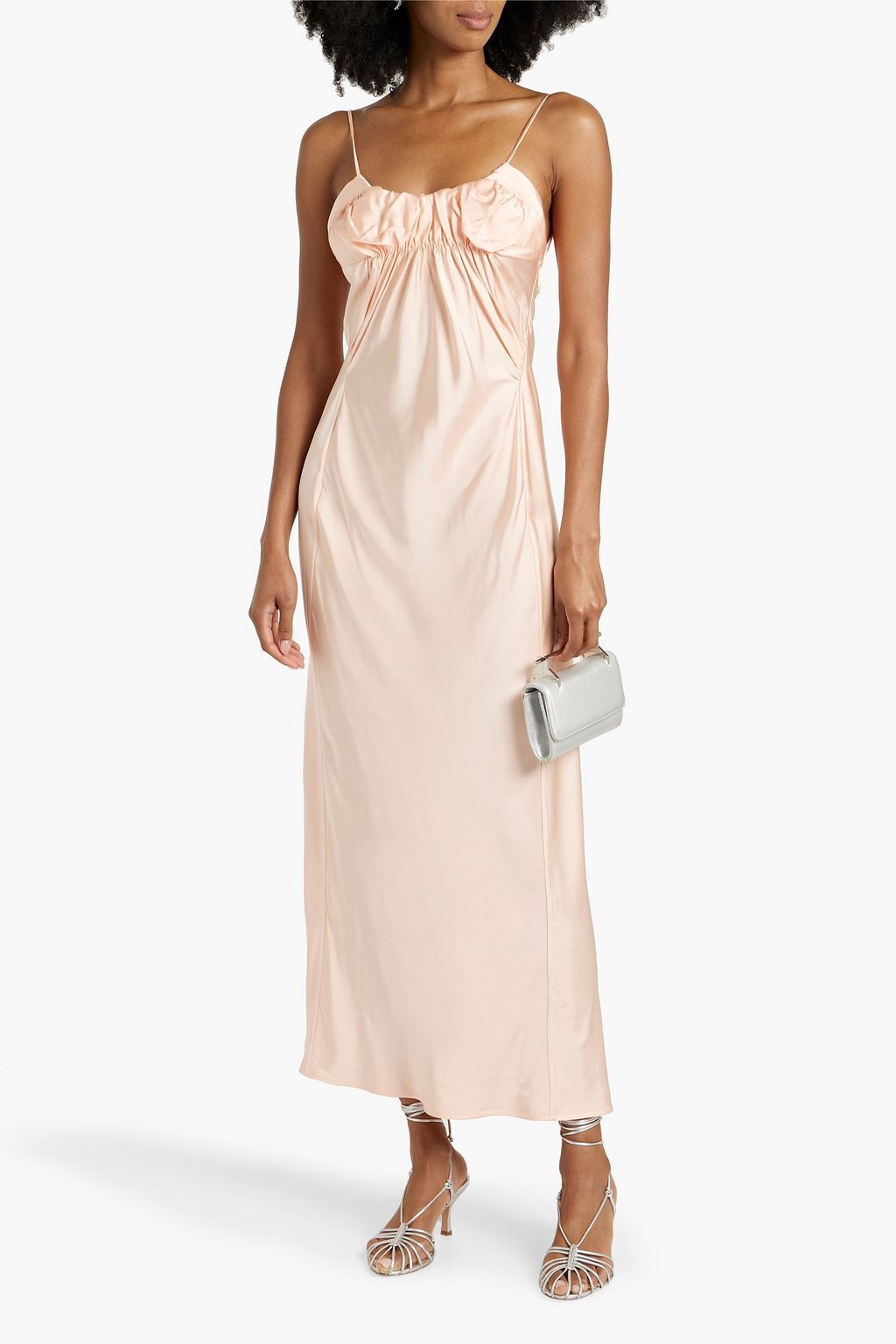 JIL SANDER Ruched satin maxi dress